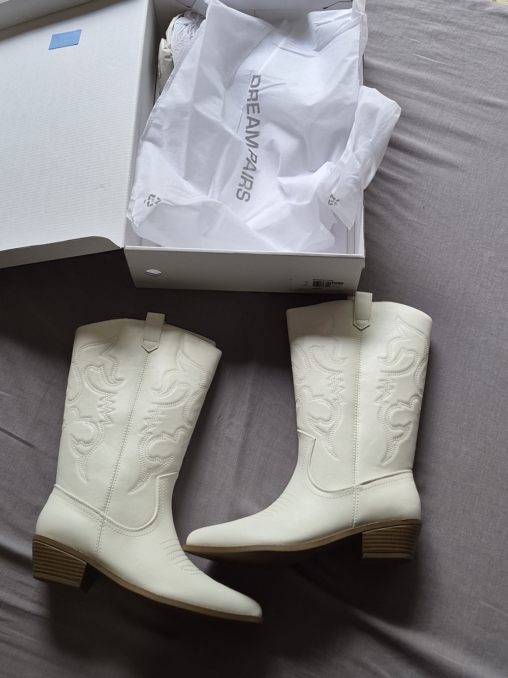 New Dream Pairs Women's White Western Mid-Calf Boots
